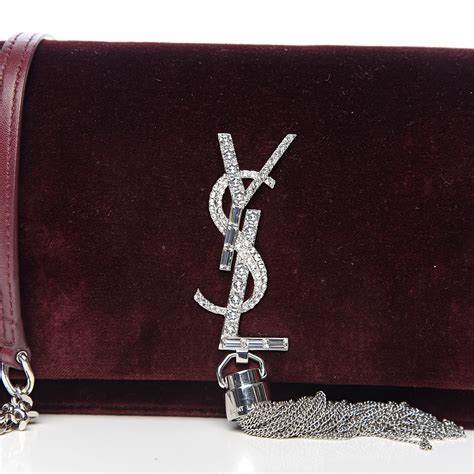 Velvet clutch bag Yves Saint Laurent Burgundy in Velvet 